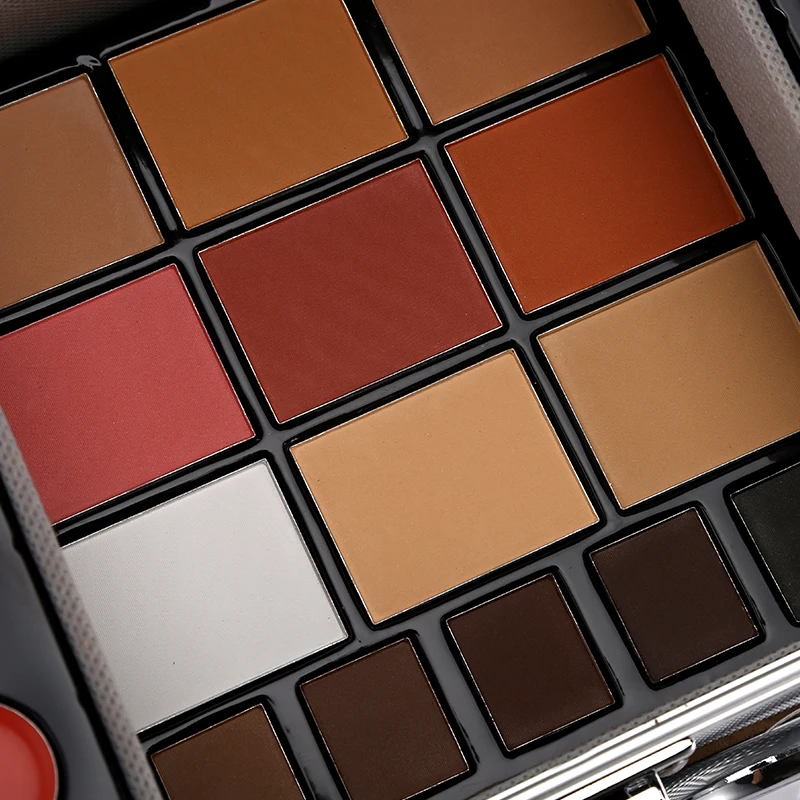 Набор палетки для макияжа Miss Rose матовые мерцающие тени век пудра лица губная