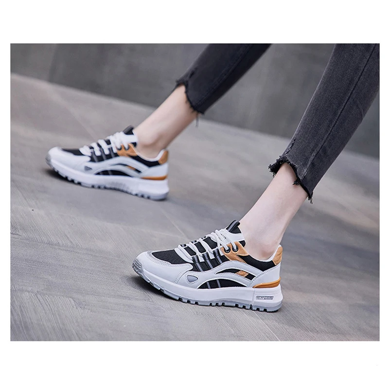 

Женские модные кроссовки высокого качества 2021, повседневная обувь в студенческом стиле, универсальные дышащие кроссовки на толстой вулкан...