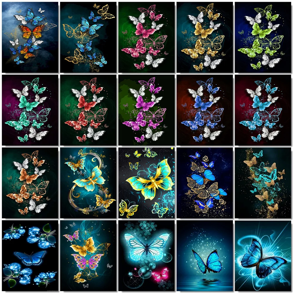 

HUACAN DIY Frame Oil Painting By Numbers Butterfly Acrylic On Canvas Wall Art Picture By Numbers Animal Children's Room Decor