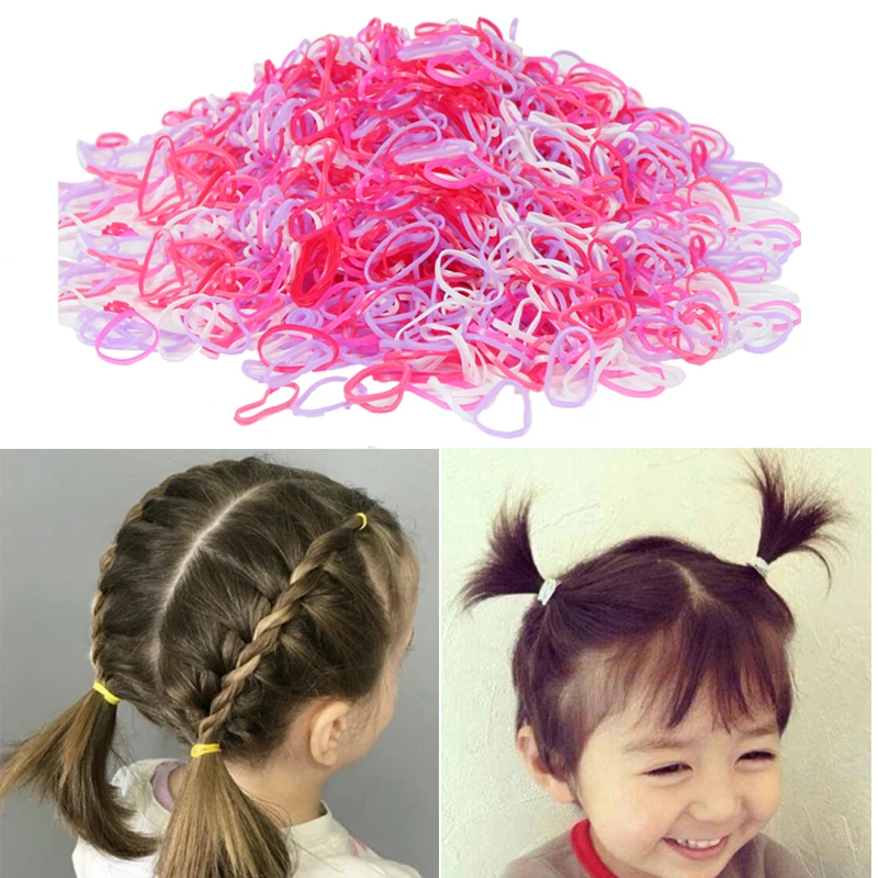 200/1000 шт милые цветные кольца для девочек Одноразовые эластичные резинки волос