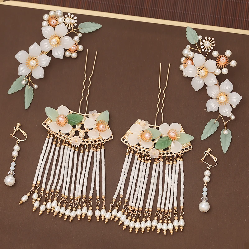 

Ancient Style Han Chinese Clothing Headdress Tassel Step Shake Hair Pin Tuinga Hair Comb Side Clip Ancient Costume Barrettes