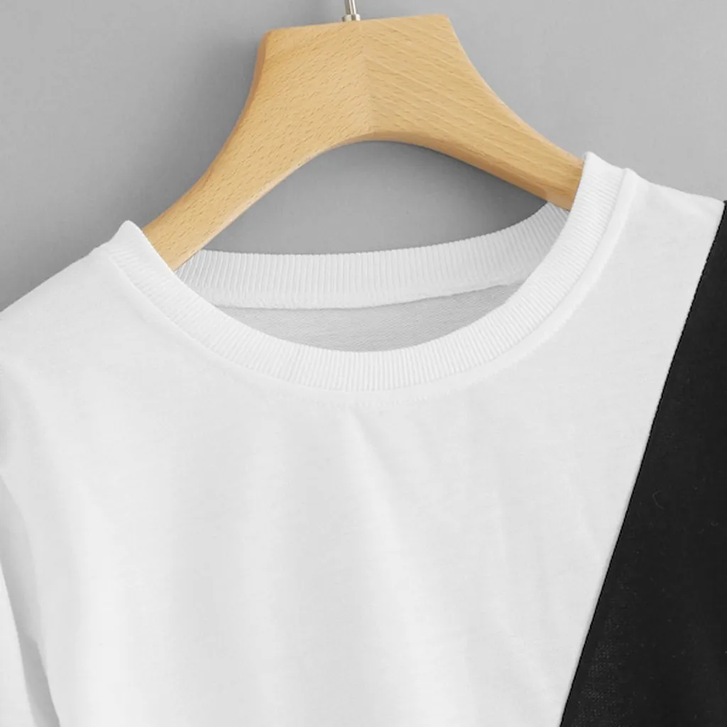 Осенняя Женская толстовка с длинным рукавом лоскутный пуловер Модный