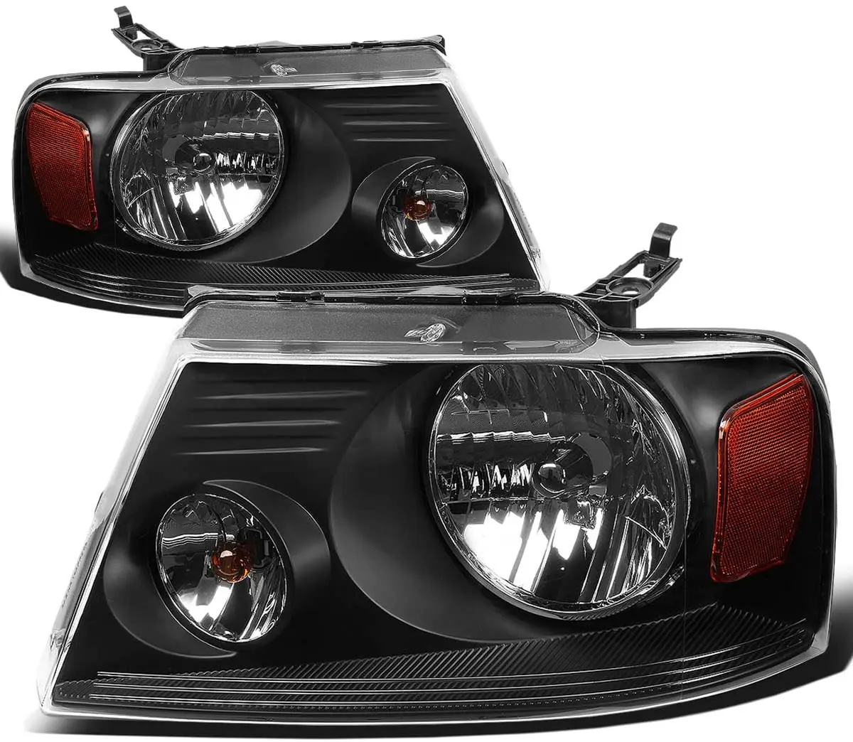 

Motoring HL-OH-F1504-BK-AM Black Amber Headlights Replacement Compatible with 04-08 F-150/06-08 Mark LT