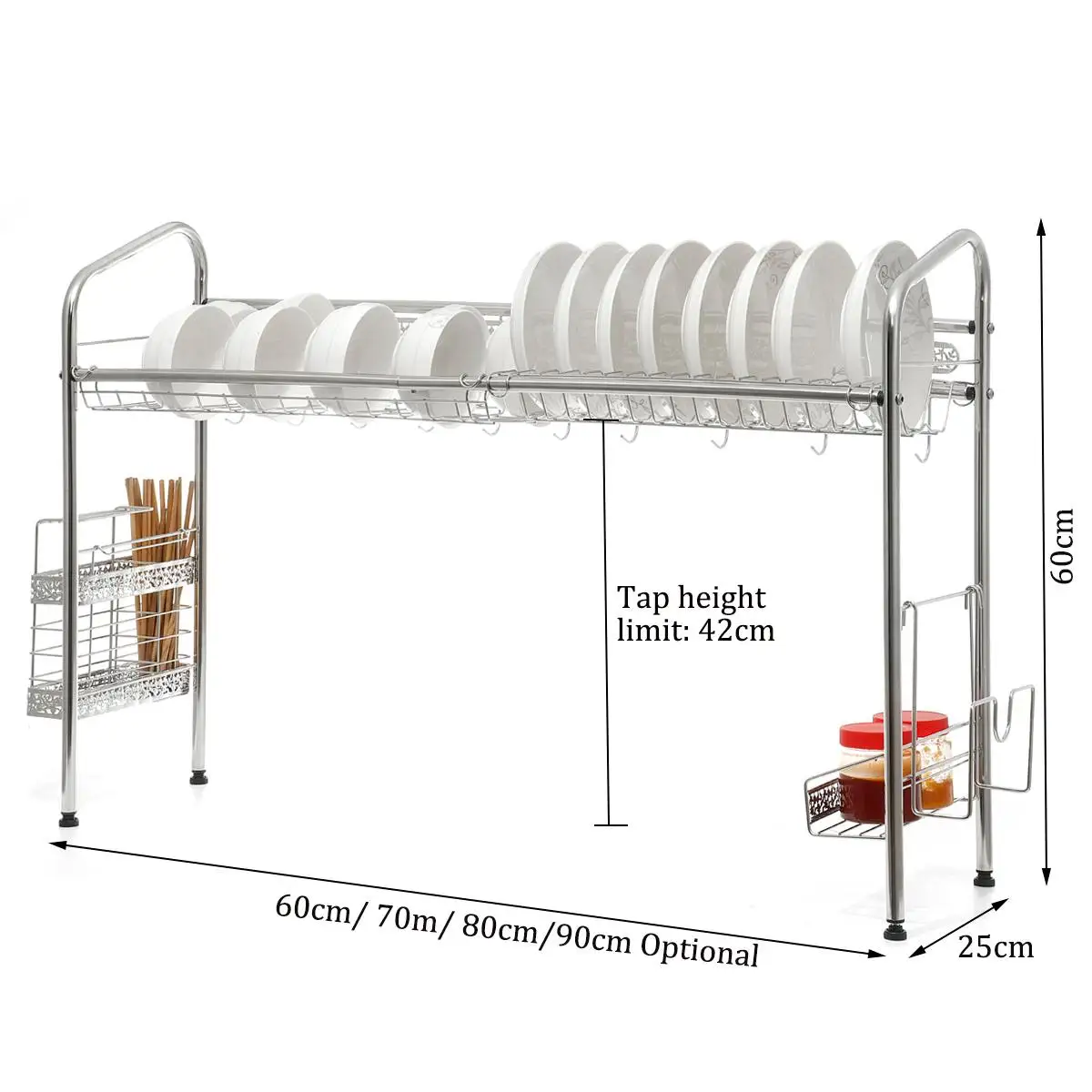 

Stainless Steel Kitchen Shelf Organizer Dishes Drying Rack Over Sink Drain Rack Kitchen Storage Countertop Utensils Holder