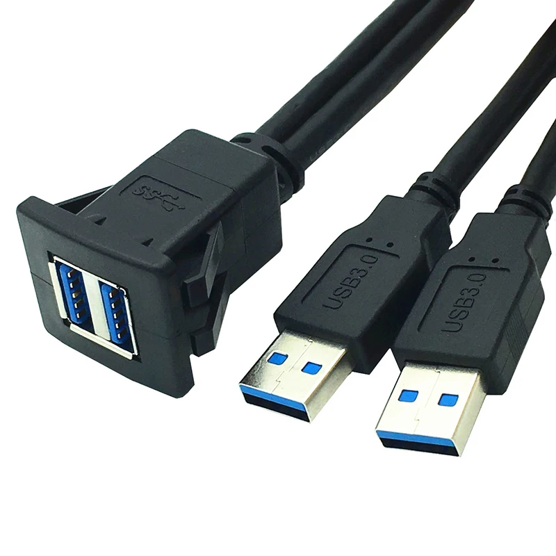 

Dual USB3.0 Waterproof Cable 2M Instrument Panel Panel Data Extension Cable for Cars Boats Motorcycles