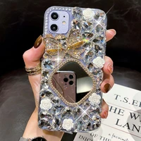 luxury diamond bowknot flower bling crystal mirror case cover for samsung galaxy a1020304050708090 s a2131415171