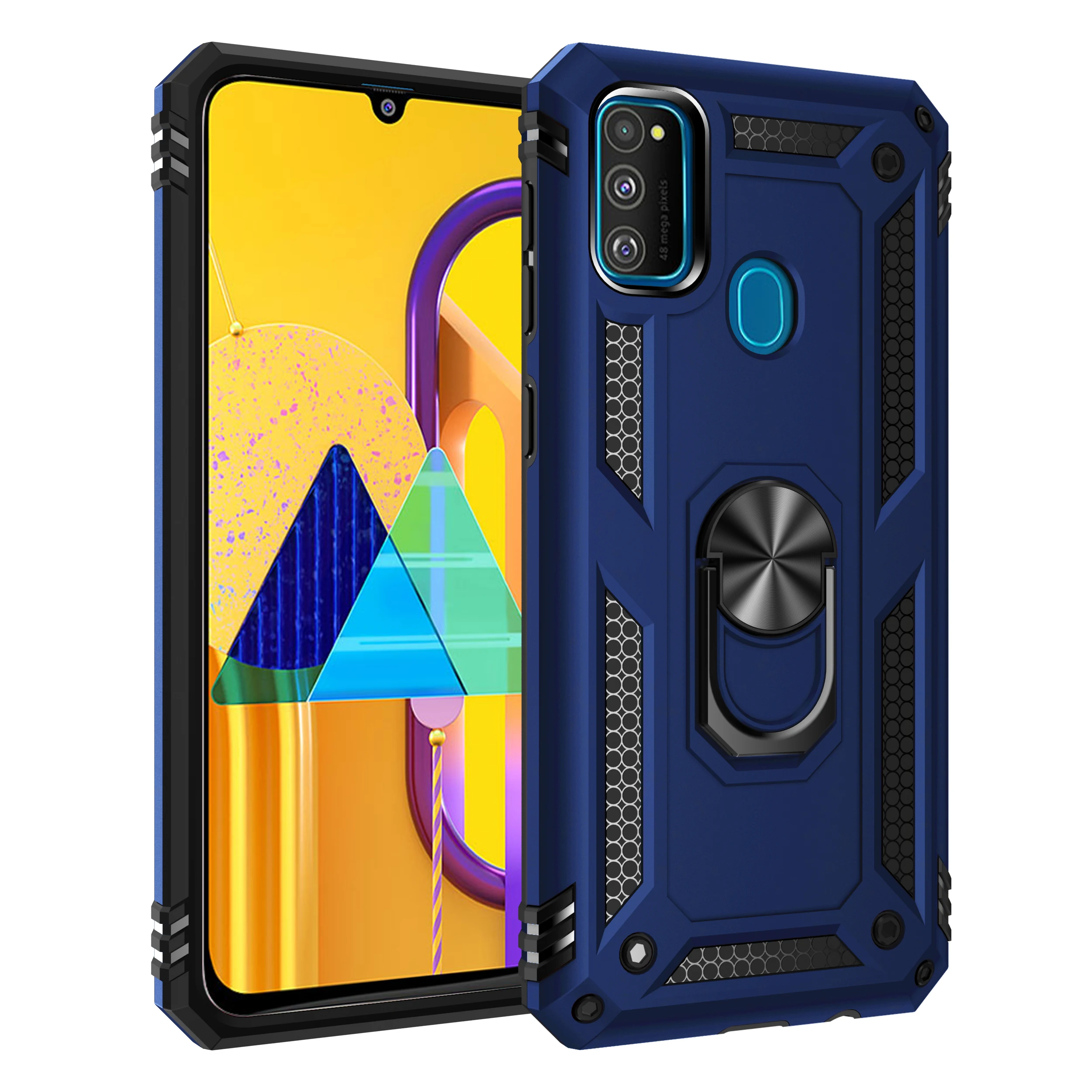 

Phone Case For Samsung Galaxy M10 M20 M30 M30S M21 M31 M31S M40 M40S M60S M80S M11 M01 M51 M02 Armor Shockproof Kickstand Cover