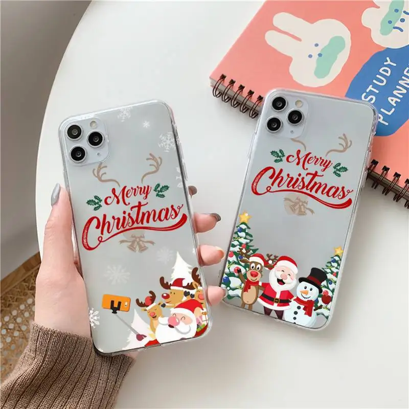 

Merry Christmas deer Phone Case Clear Transparent for iPhone 11 12 13 mini pro XS MAX 8 7 6 6S Plus X 5S SE XR 2020
