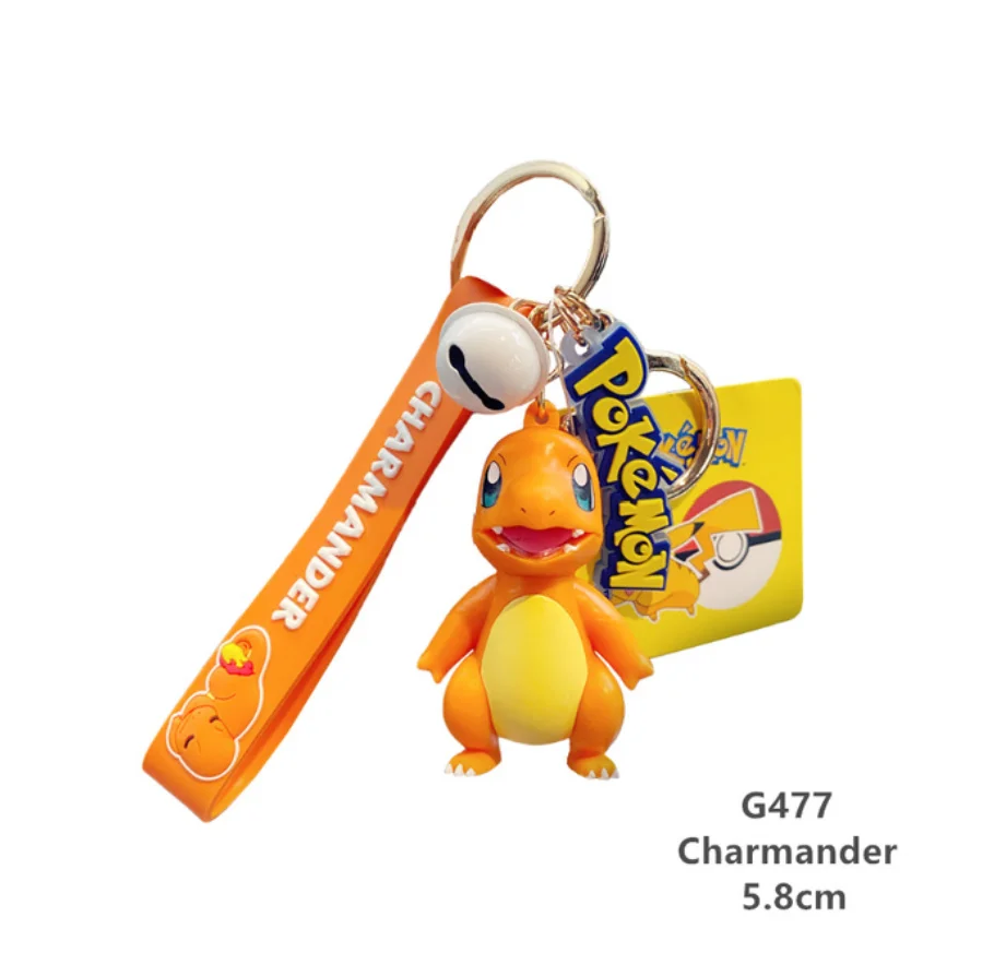

Free shipping Pokemon key ring with bell PVC Action Figure Toys Dolls