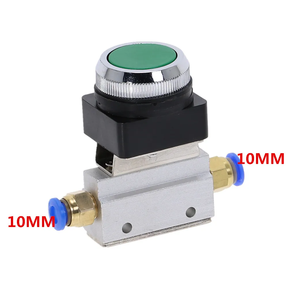 10MM 1 шт. механический клапан 1/" резьба 2 положения 3 способ зеленая плоская кнопка мгновенный пневматический клапан MOV-321PP - Цвет: 10MM