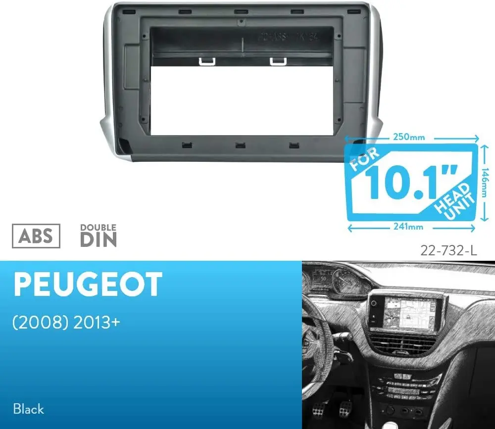 10 1 дюймовая Автомобильная радиоустановка Facia панель для 2012 + PEUGEOT 208 Fascia Dash Kit