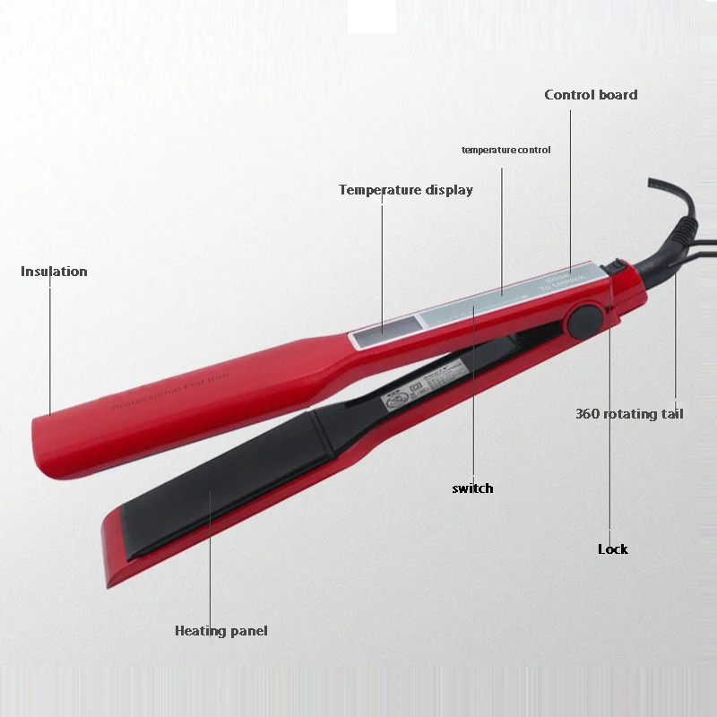 

Professional Hair Straightener Flat Iron with Digital Display Heats Up Fast Wide Curling Irons EU Plug