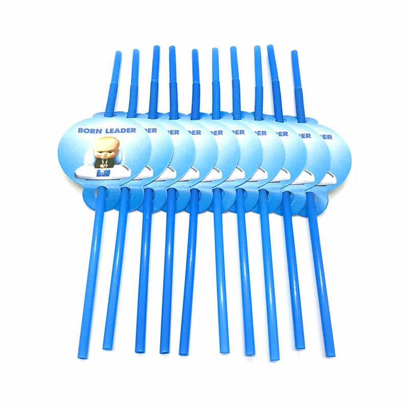 

100PCS Baby Boss Birthday Party Supplies Blue Theme Party Decorations Child Baby Boss Disposable Paper Cup Plates Flags Straws