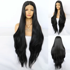 Anogol 40 дюймов парики глубокого цвета кружевной фронтальный парик Реалистичная естественная линия волос 613 красный черный термостойкий синтетический для женщин Бразильский