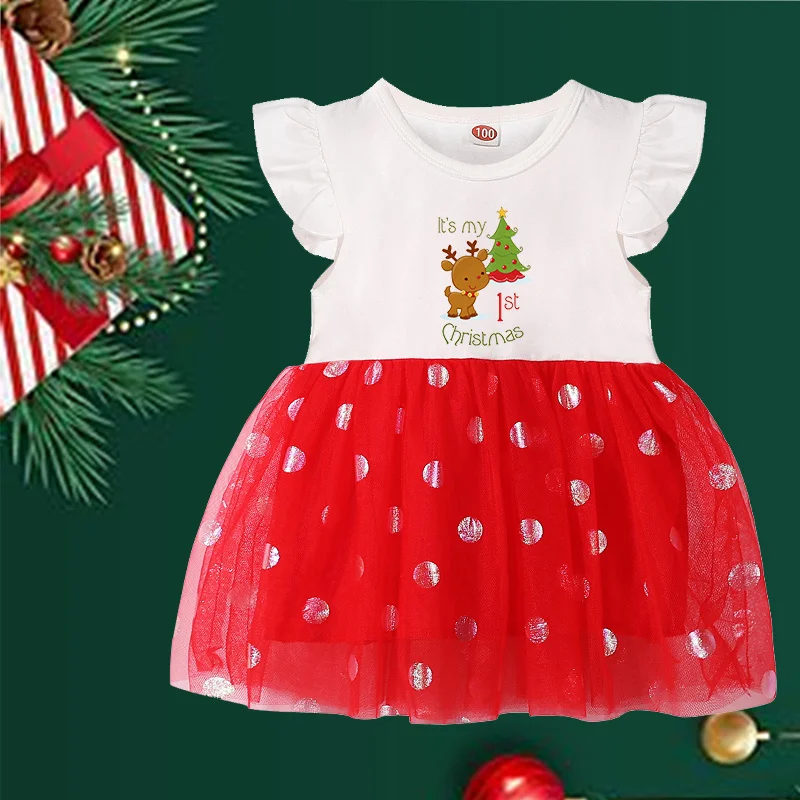 Merry Christmas Family Matching Clothes Fashion Mommy and Me Top Baby Girl Dress Mom T Shirt Mother Daughter Christmas Clothing images - 6