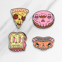 funny children jewelry skeleton food pins hot dog pizza donut toast and skull brooches badges lapel pins backpins