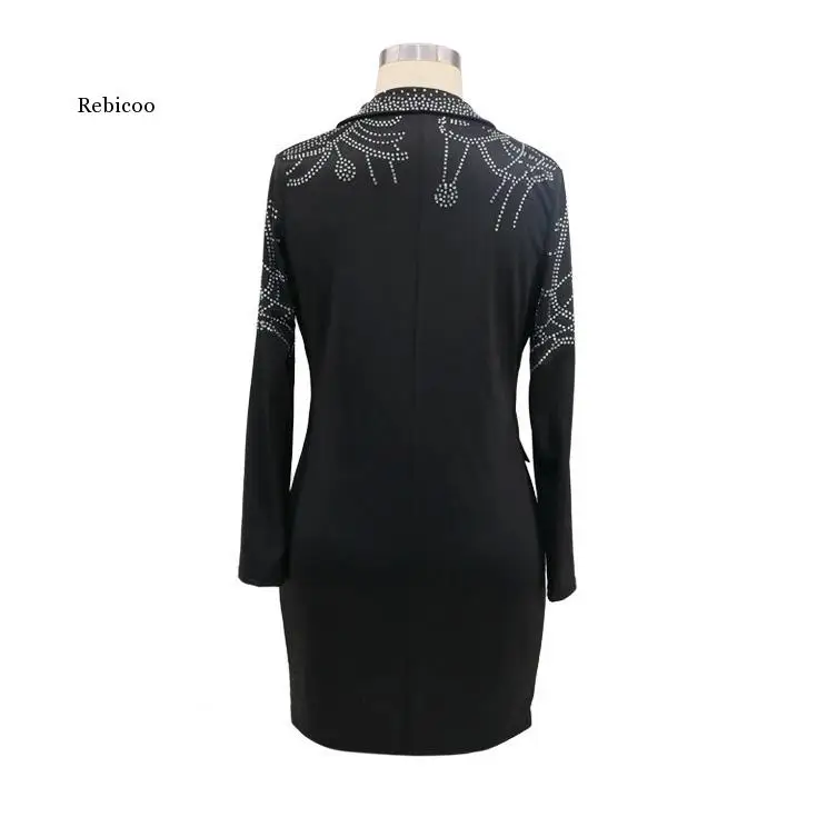 

New Autumn Winter Black Diamonds Jackets Full Sleeve Single Button Turn Down Collar Slim Fashion Outwears Clothes Coats Hot