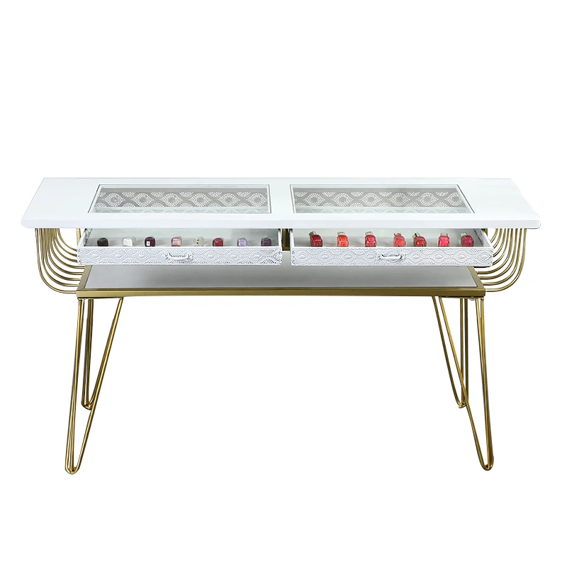 

Custom Made Japanese Double Nail Tables Simple Double-Layer Marble Glass Mesa Nail Table Marble Nail Table Chairs And Stool Set