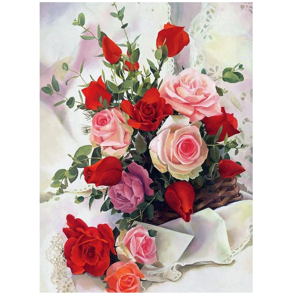 

5D Diamond Painting Full Drill Chinese Rose Diamond Mosaic Sale Round Rhinestones Pictures Diamond Embroidery Flowers Home Decor