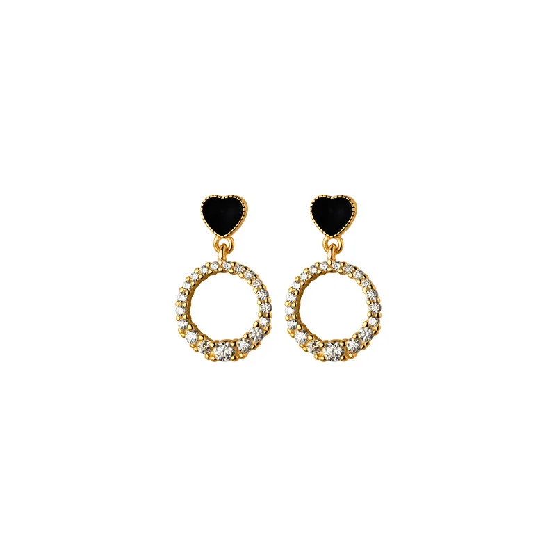 

s925 Sterling Silver Full of Zircon Round Stud Earrings Boho Jewelry Earrings Minimalism Brincos Pendientes Earrings for Women