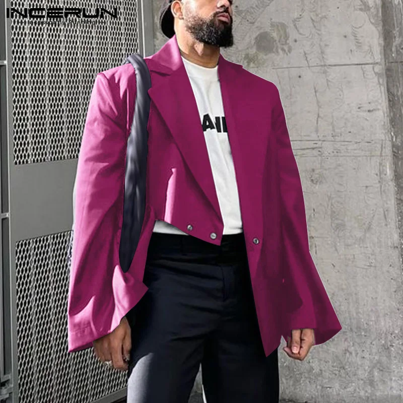 

Men Blazer Solid Color Lapel Streetwear Button Flare Long Sleeve Fashion Casual Irregular Suits Men 2022 Jackets S-5XL INCERUN
