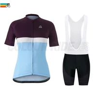 women bicycle jersey set summer short sleeve tricolor elegant casual female ciclismo breathable bib biking wear outfit