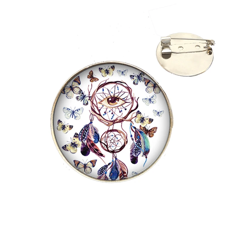 Zdying Мода Ловец снов брошь античная бронза/посеребренный металл булавка 25 мм