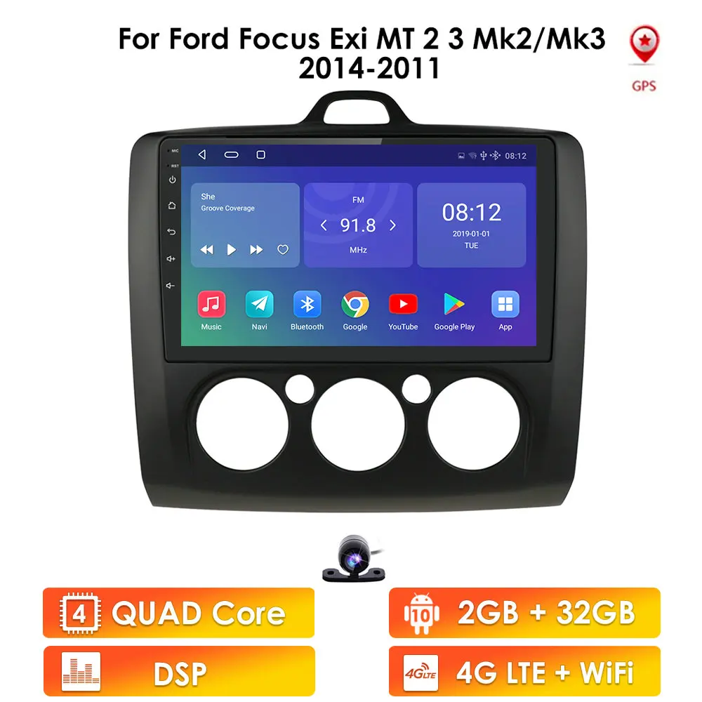 Автомобильный радиоприемник 9 дюймов Android 10 для ford focus EXI MT 2 3 Mk2 2004 2005 2006 2007 2008 2009 2011