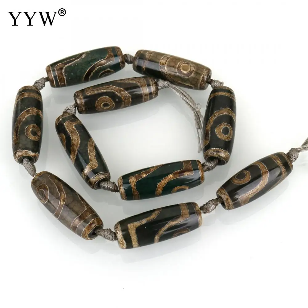 

10PCs/Strand Natural Tibetan Agates Dzi Beads mixed colors Antique Green Stone Two Eyed Sold Per Approx 14.5 Inch Strand