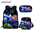 Jackherelook Забавный мультяшный Gaxaly аниме брендовый дизайн школьные сумки 3 комплекта для подростков мальчиков девочек рюкзак для студентов
