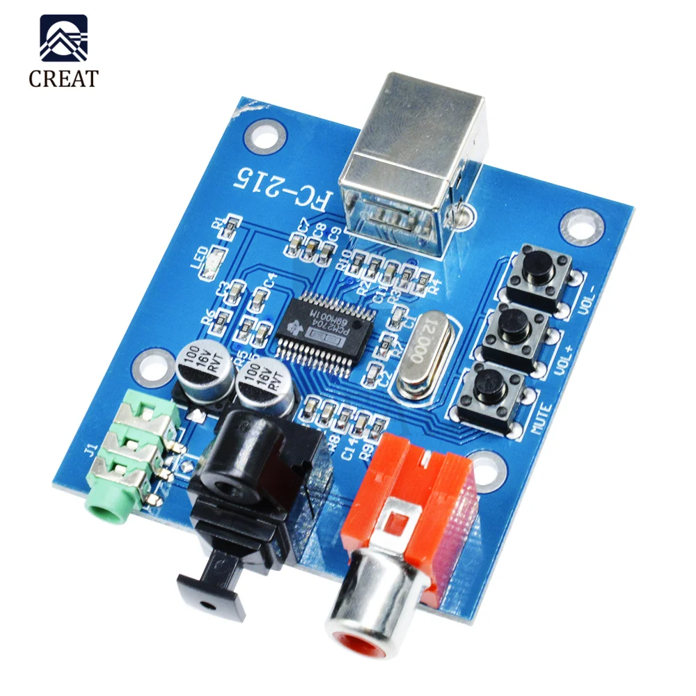 5V PCM2704 USB DAC to S/PDIF Sound Card Decoder Board Module Output F/PC 2 Channel Analog interface | Электронные компоненты и
