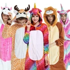 Взрослые фланелевые пижамы кигуруми женская пижама с изображением животных единорог пижамы Для женщин Косплэй Пижама Totoro Stitch боди Домашняя одежда, ночное белье с изображением животных