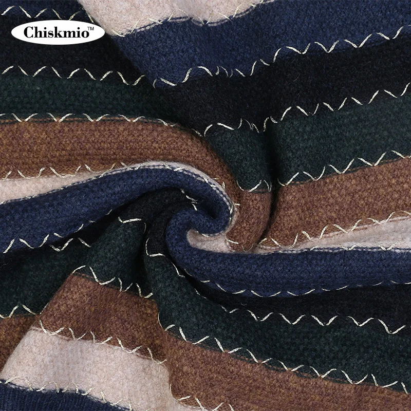 

Vintage Striped Knitted Jumper Women Sweaters Warm Winter Clothing Casual Long Sleeve O-Neck Knitwear Pullover Oversize Sweaters