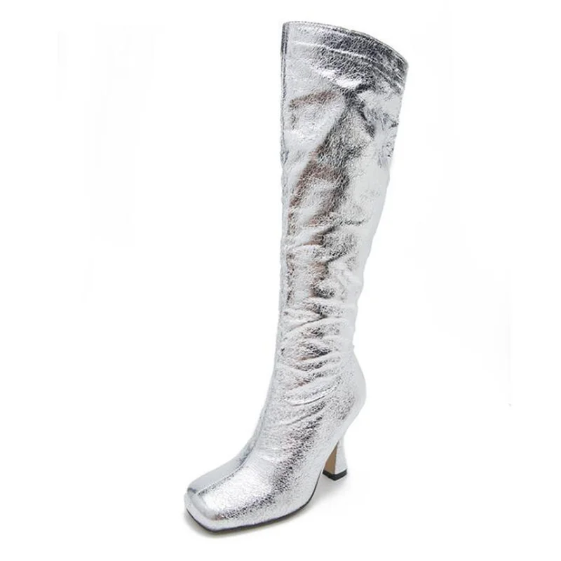 

Женские сапоги на высоком каблуке, с квадратным носком, на молнии, размеры 36-43