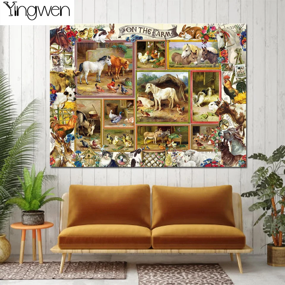 

Full Diamond Mosaic FARM Animal Scenic 5D Handmade Diamond Painting Animal Puzzle Cross Stitch Picture Of Rhinestones Home Decor