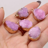 2pc natural stone druzy pendants gold plated druzy crystal for charm jewelry making women necklace earring reiki heal gifts