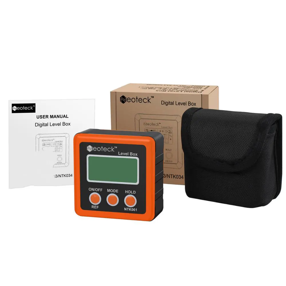 Neoteck Orange  Aluminum Angle Finder Digital Protractor Inclinometer Electronic Level Box Magnetic Base Measuring Tools images - 6