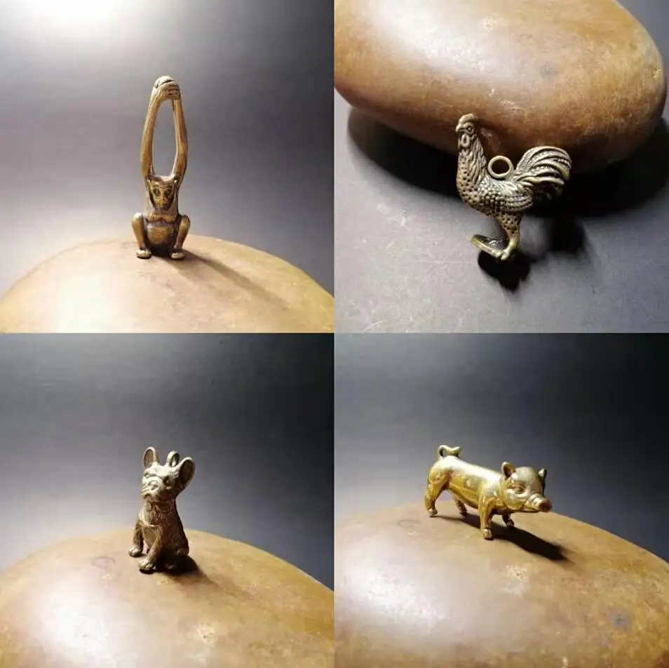 

Chinese pure brass 12 Zodiac small crafts statue