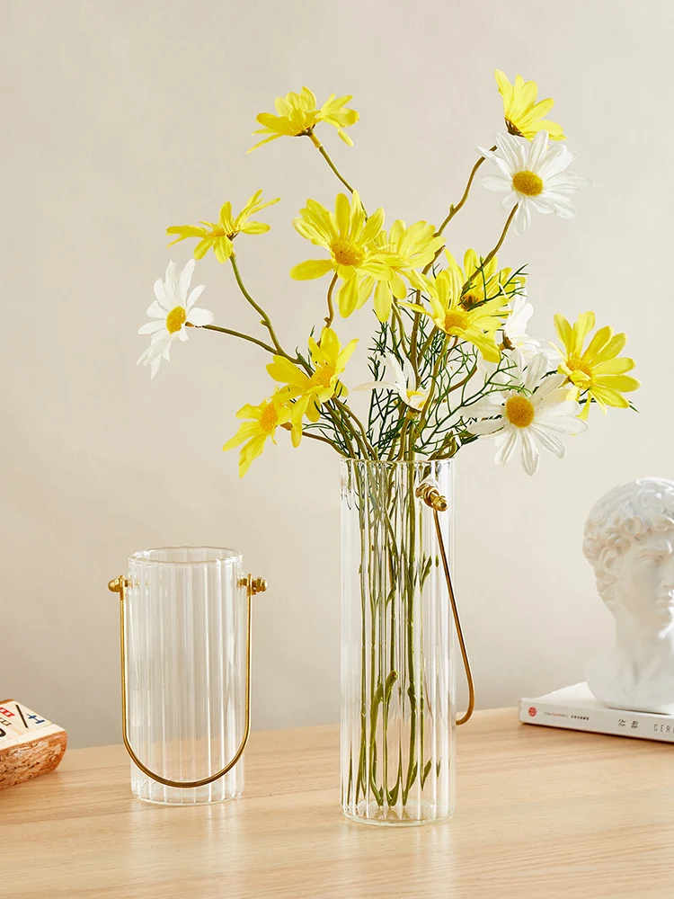 

Nordic Glass Vase Modern Minimalist Transparent Portable Design Desk Flower Vase Office Living Room Terrarium Home Decor DF50HP