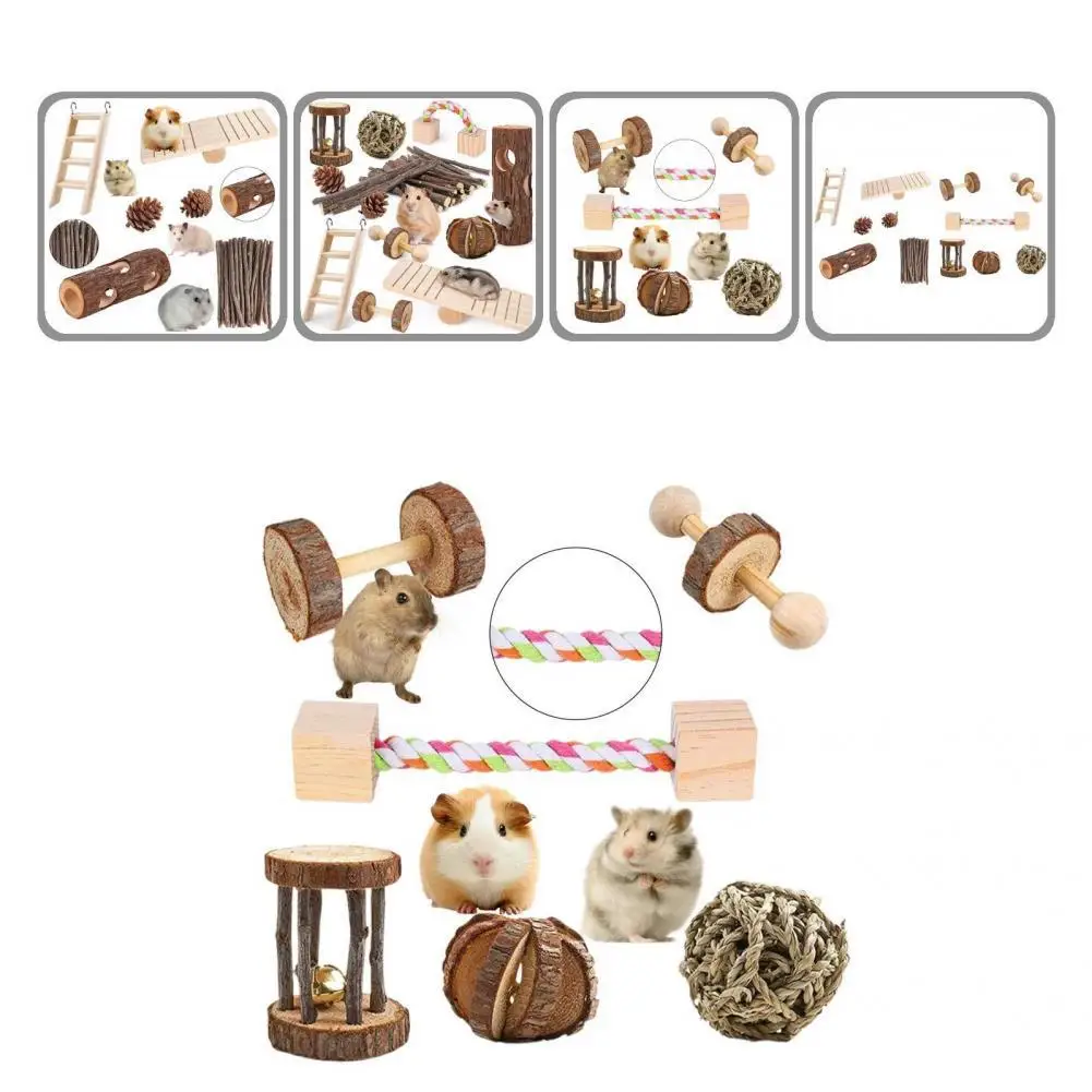 

Смешанные игрушки для ухода за маленькими животными 12 шт./компл., натуральные деревянные игрушки для хомяка, разные типы кроликов