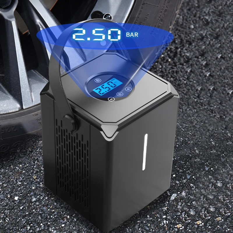Online Bomba De Compresor De Aire Para Coche Recargable, Inflador De Neumáticos De Coche Inalámbrico, Mango De 150 PSI, 12V, Portátil, 6000mAh, Para Bicicletas Y Motocicletas