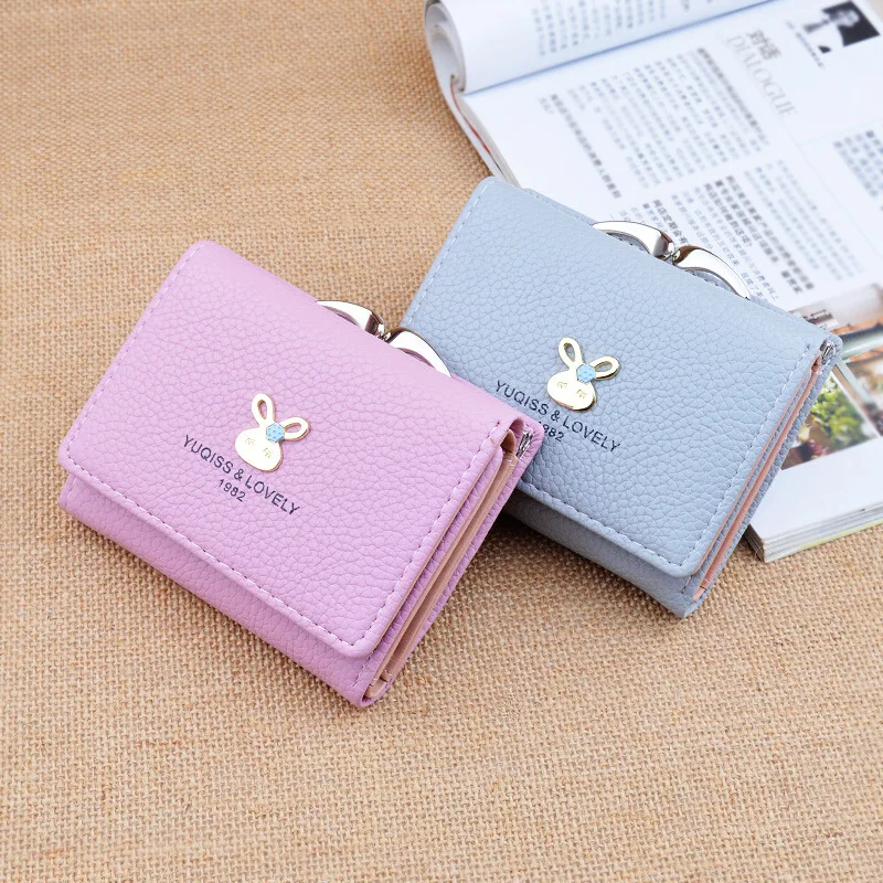 Женский кошелек короткий милый леди простой мини студенческий кролик девушка
