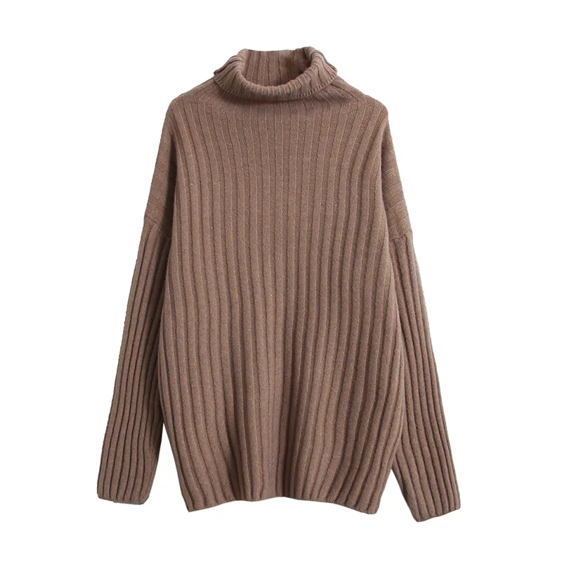 Autumn and winter 2019 new Korean version simple solid color high collar loose pit stripe women's bottoming sweater | Женская одежда