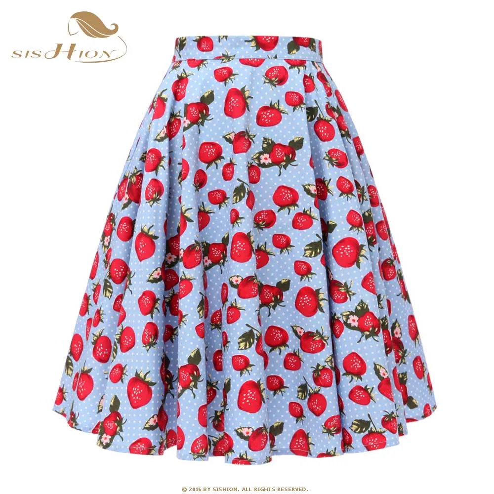 Женская винтажная юбка в горошек SISHION голубая хлопковая стиле ретро 50-х годов