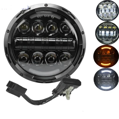 80W headlight black Круглый 7 ''мотоцикл черный проектор Moto светодиодный светильник лампа головной светильник для Harley Sportster Touring Street Glide Softail FLHXF Trike - Цвет: 80W headlight black