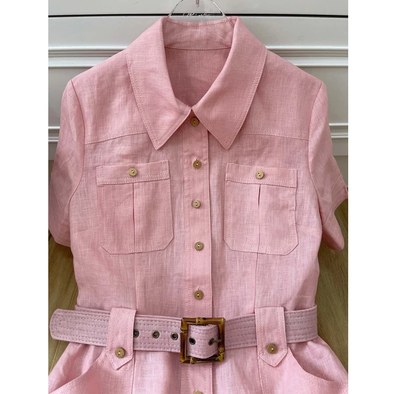 

2021 Summer New Bohenmian Short Sleeve Waist Slim Dress Women's Vacation Fishtail Dress With Belt