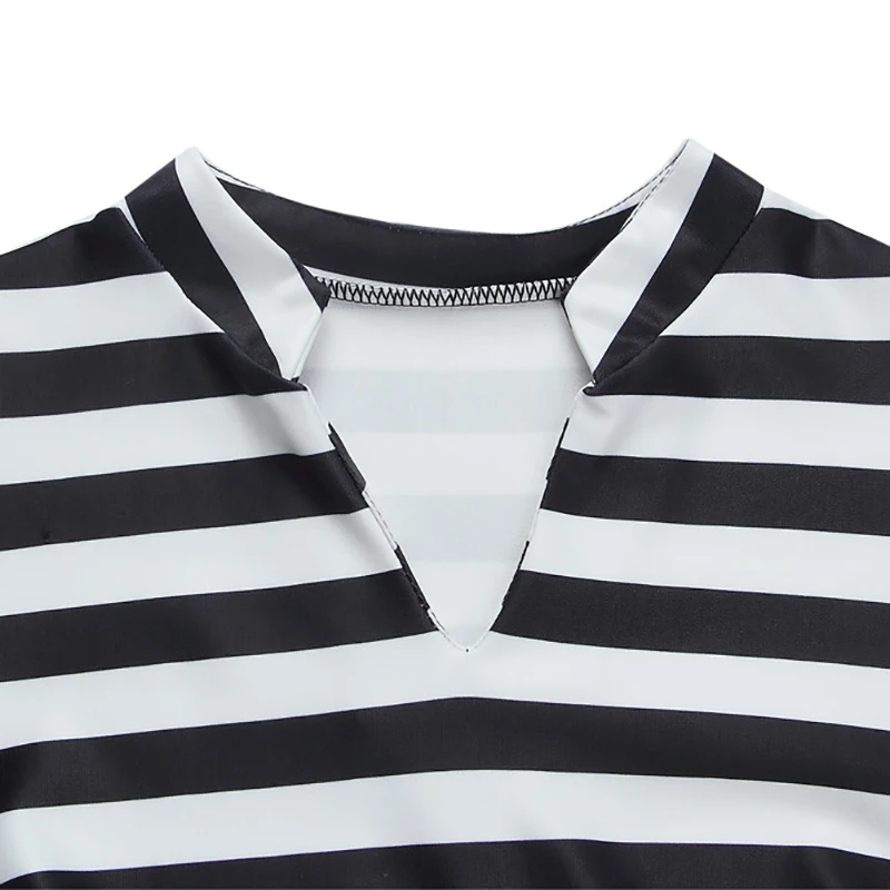 

UIDEAZONE Striped Print Asymmetrical Women Dress Plus Size V Neck Ladies Dresses with Sashes 2020 Spring Summer Office Lady 3XL