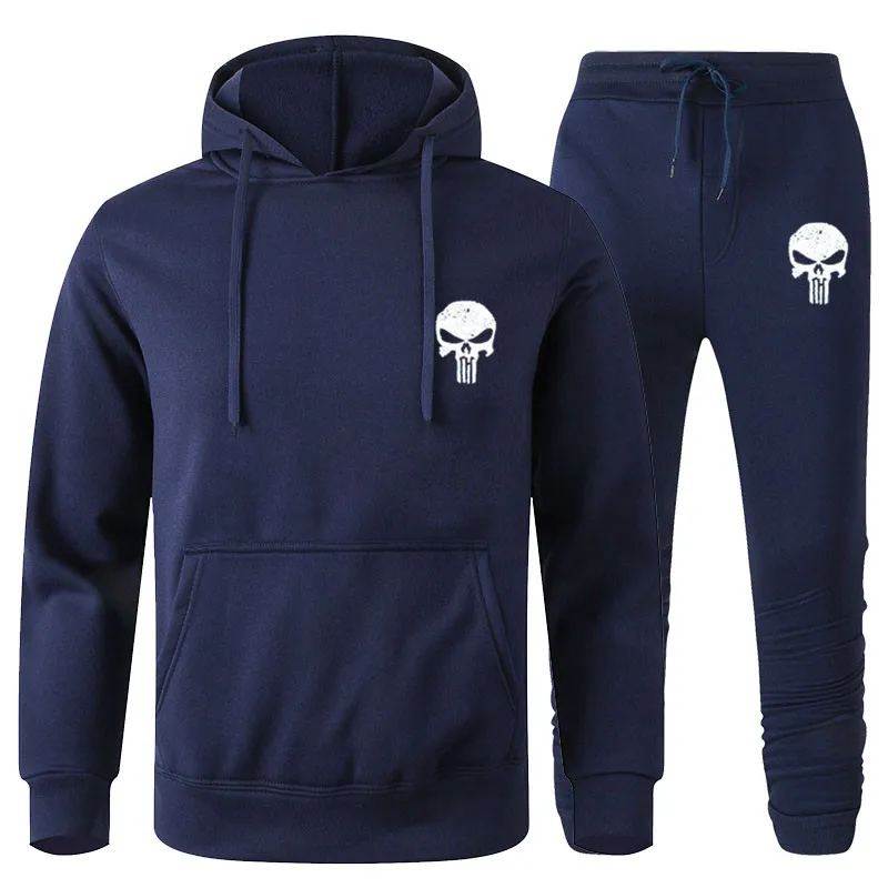 Каратели с принтом флисовый пуловер толстовки костюмы для мужчин капюшоном на