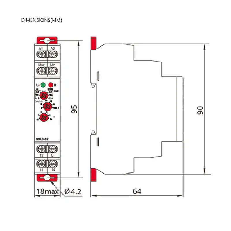 Реле контроля уровня жидкости GRL8 до 01 10 А 24 240 В переменного/постоянного