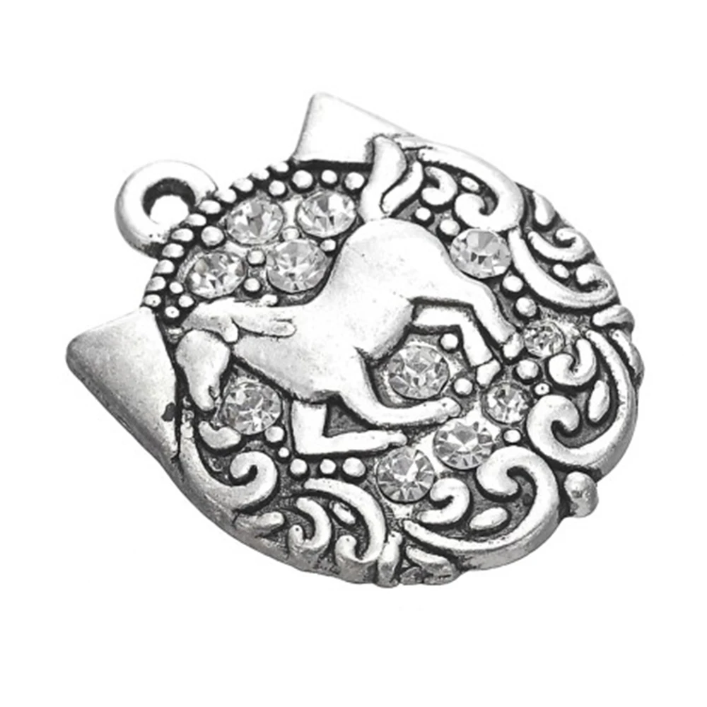 2020 Серебряный покрытый гравированный в форме лошадок животных винтажные